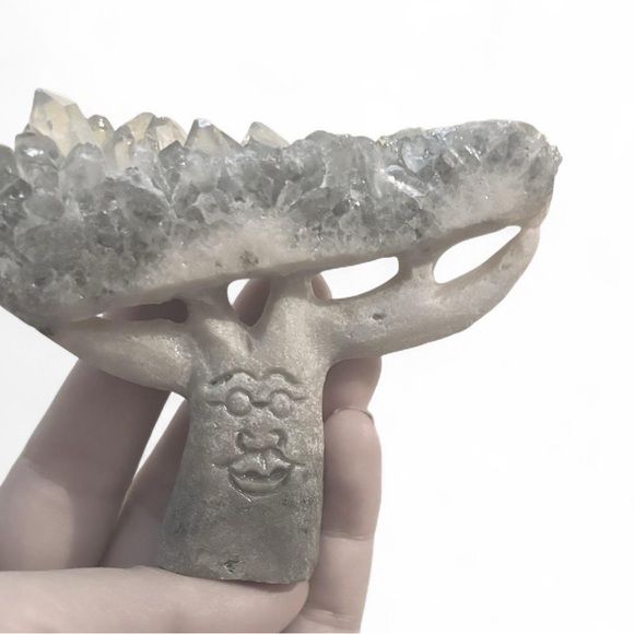 Smokey Clear Quartz Crystal Tree Smiling Face with Glasses! - Picture 4 of 5